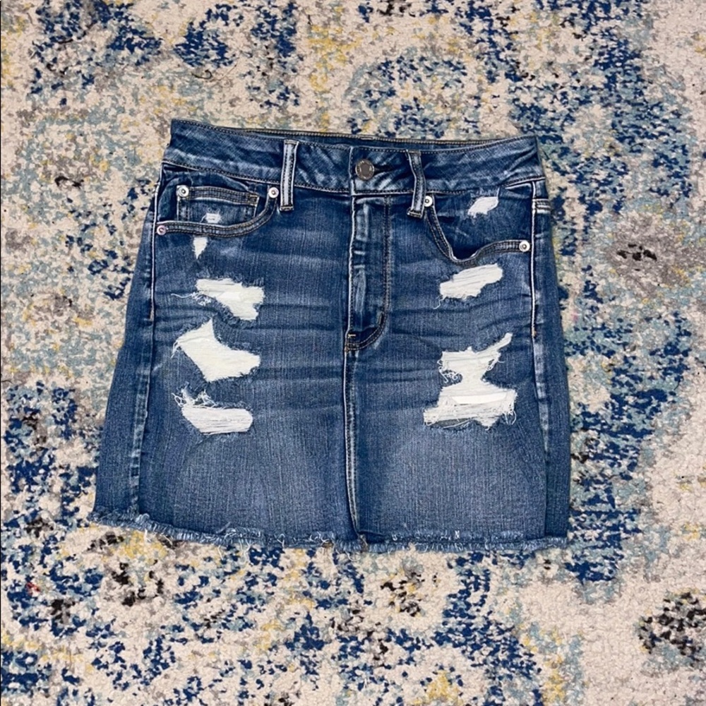 Denim stretch mini skirt